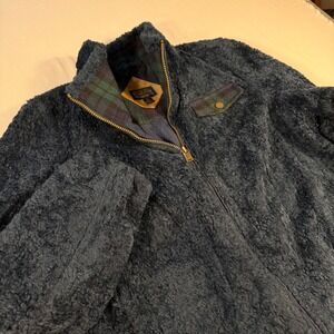 Pendleton Men's Sherpa Fleece Lined Full Zip Jacket Blue Plaid Collar Size LG